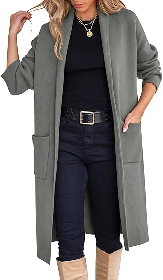 ANRABESS Women's Cardigan Long Sweater Oversized Open Front Knit Duster Coat 2025 Trendy Lady Fal... | Amazon (US)