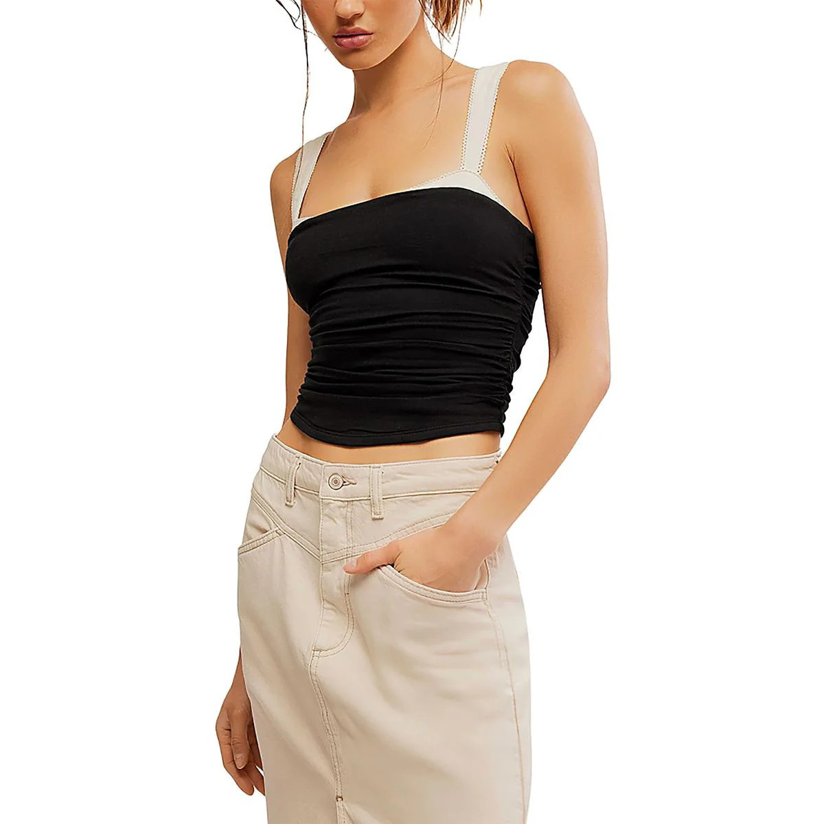 2 Tone Womens Ruched Sleeveless Tank Top | Shop Simon