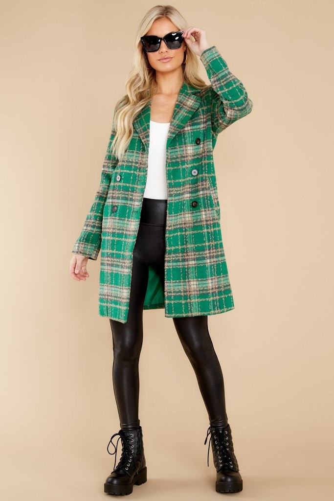 Always A Possibility Green Plaid Coat | Red Dress 