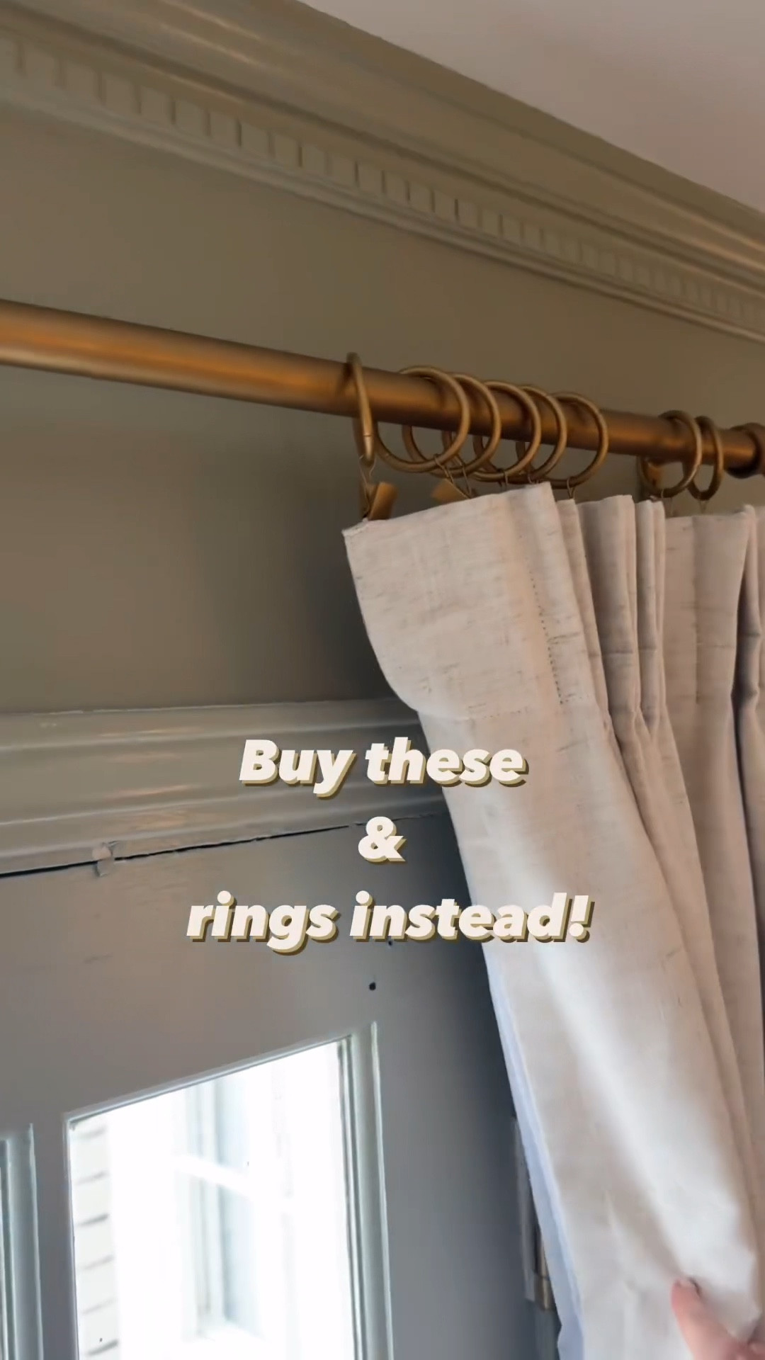 Grommet curtains should be outlawed! 

For an extra $15 your backtab curtains can look designer buy purchasing 2 things from my Amazon storefront

$5 pack of Pins + $10 set of rings 👏🏼 These blackout pinch pleat curtains are already a top seller since showing them a few days ago. They are THAT great.

Under $80 for the pair? You can't beat it!

Grommet Curtains are the worst!