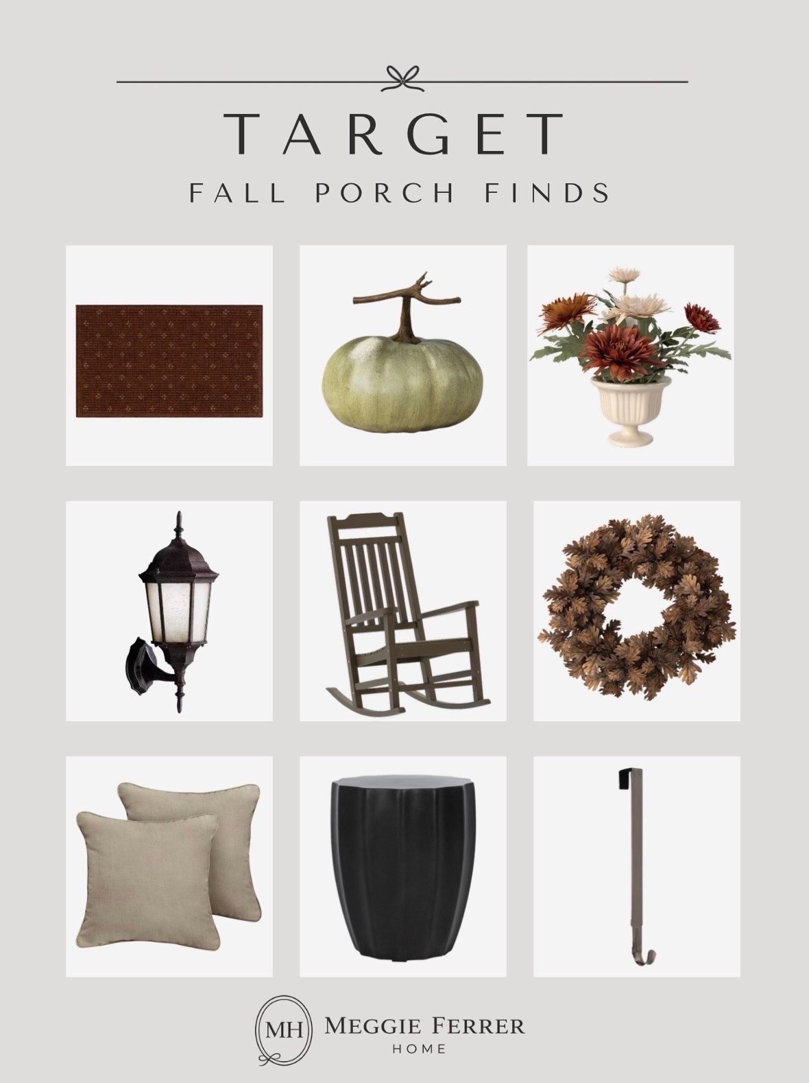Target fall porch finds 🍂🤎

Everything you need to give your porch a warm, welcoming fall refresh, from the doormat and wreath to cozy pillows, a rocking chair, lanterns, a light fixture, and a few seasonal touches.

Simple pieces that make the front porch feel extra inviting for the season without going overboard. ✨

#LTKHome #LTKSeasonal #LTKmomlife