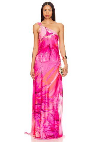 HEMANT AND NANDITA Abira One Shoulder Maxi Dress in Pink from Revolve.com | Revolve Clothing (Global)