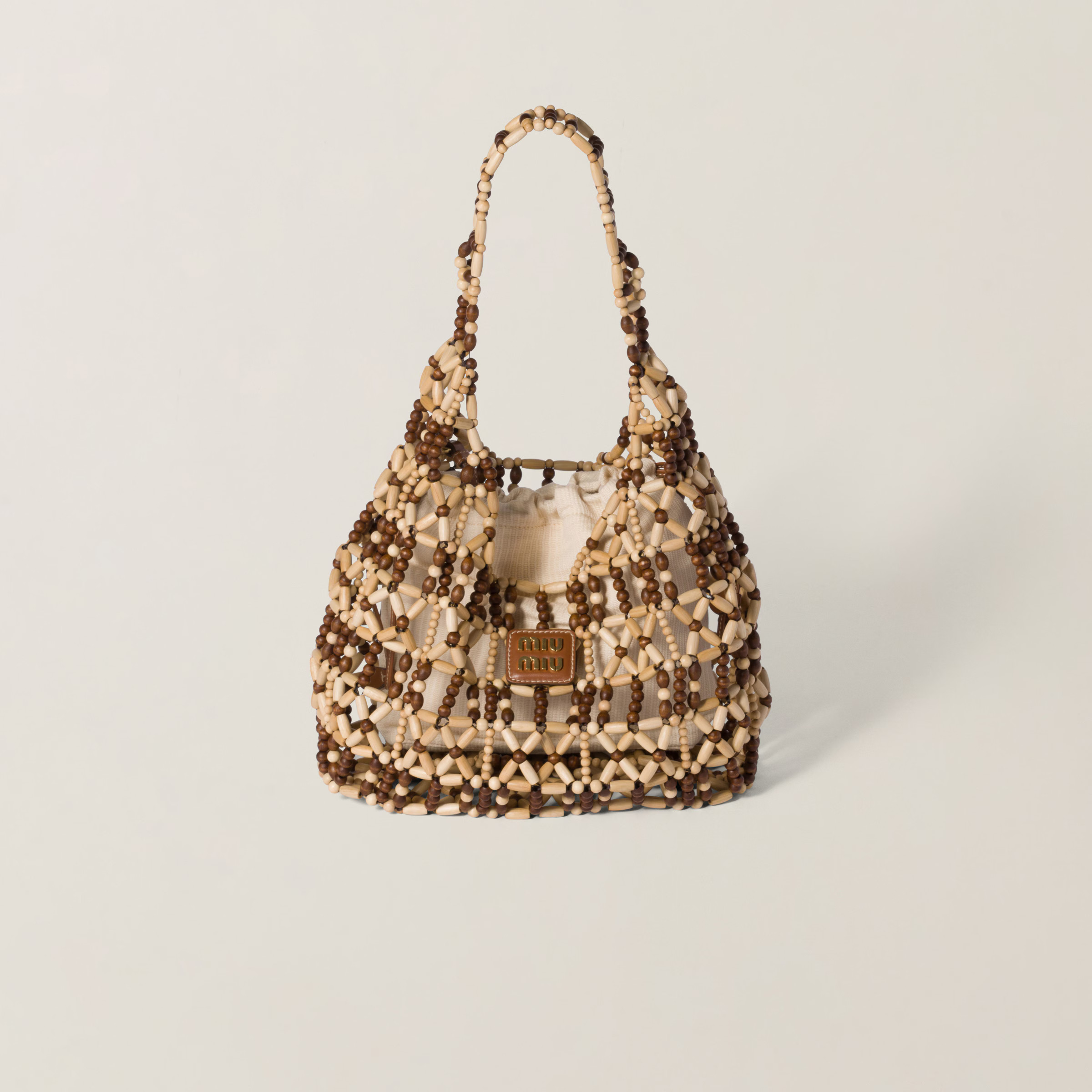 Natural/cocoa Mesh Bag | Miu Miu | Miu Miu US