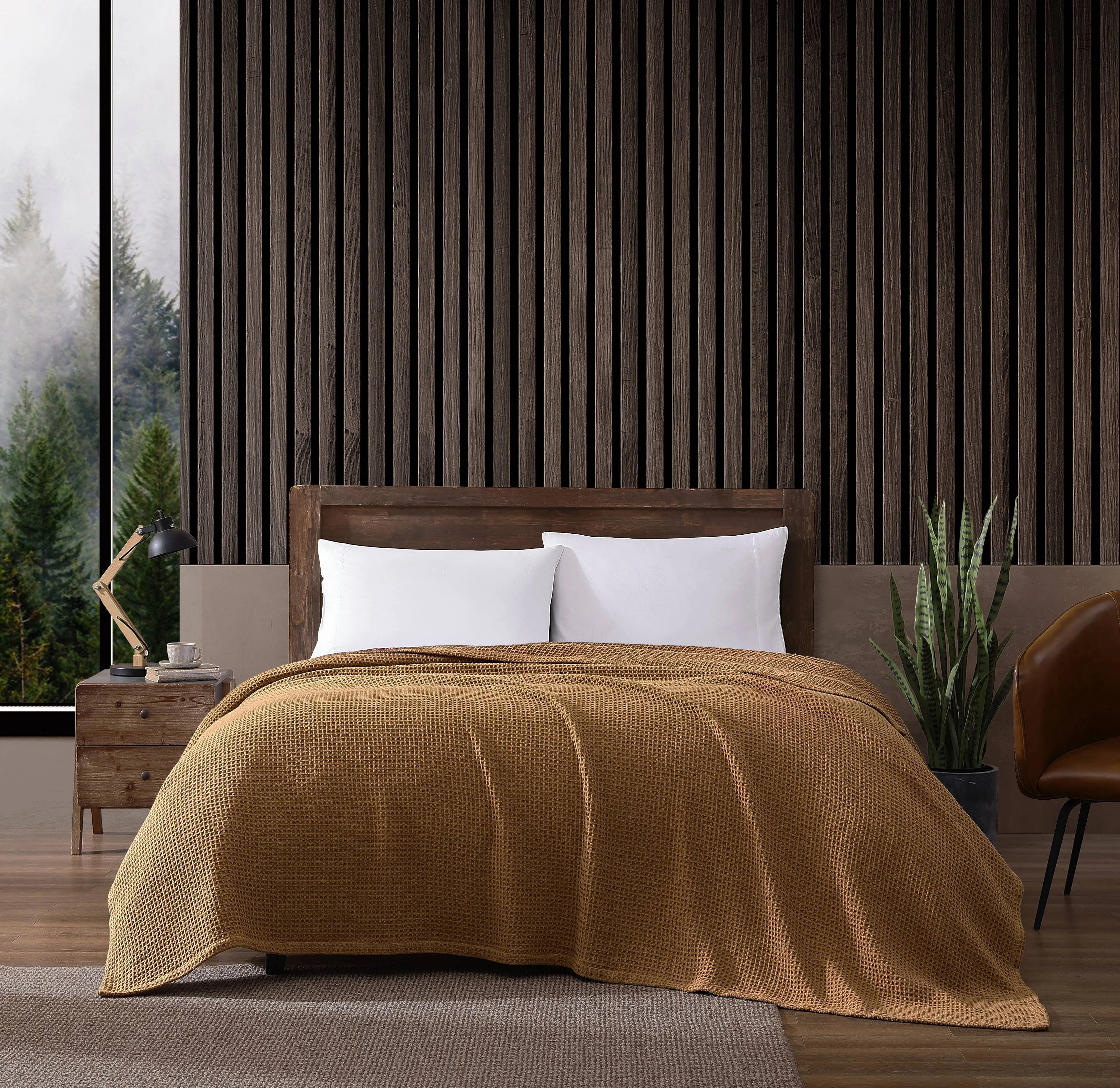 Eddie Bauer Solid Waffle Cotton Reversible Blanket | Wayfair North America