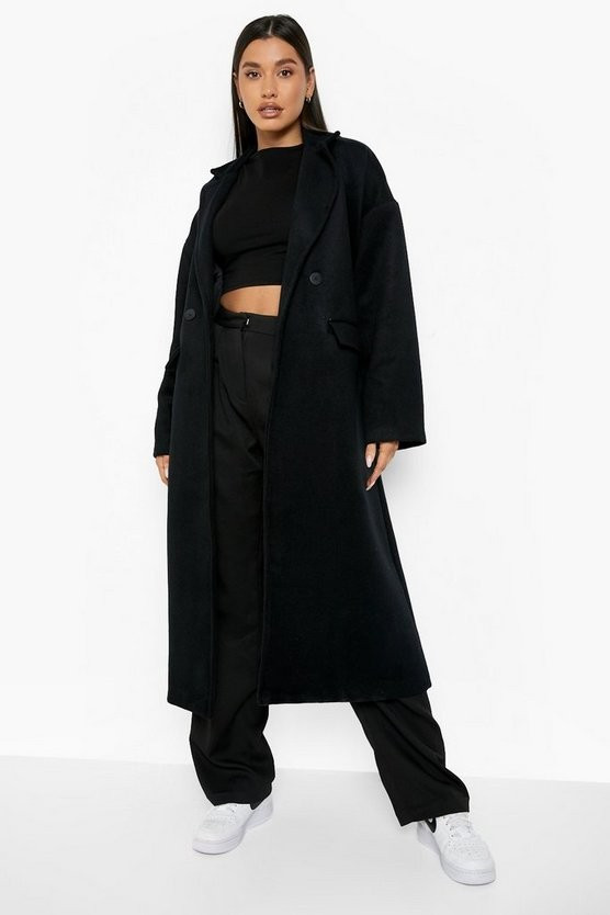 Brushed Longline Wool Look Coat | Boohoo.com (US & CA)