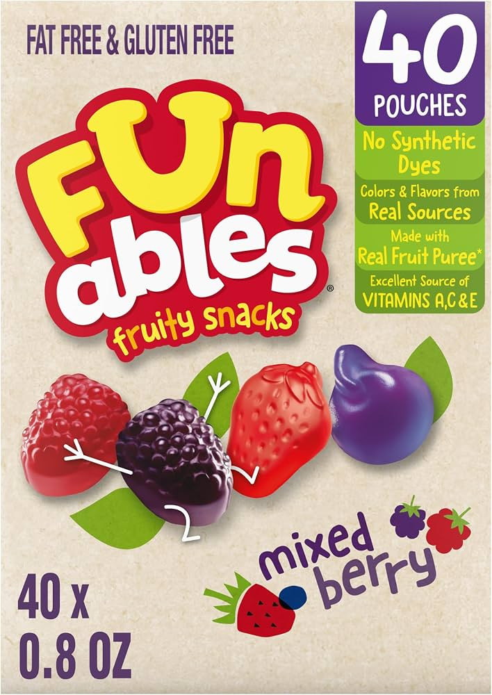 Funables Fruity Snacks, Mixed Berry Flavored Snacks, 32 oz 40 ct | Amazon (US)