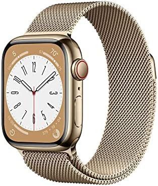 Apple Watch Series 8 [GPS + Cellular 41mm] Smart Watch w/ Gold Stainless Steel Case with Gold Mil... | Amazon (US)