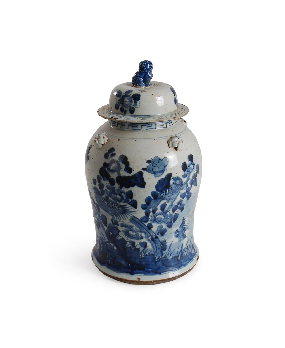 18" Inch Blue and White Chinese Hand Painted Ginger Jar with Bird Flowers Plants Motif Temple Jar... | Etsy (US)