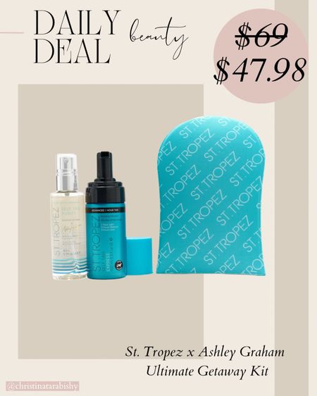 DAILY DEAL ENDS SOON: In collaboration with Ashley Graham, St. Tropez offers this ultimate getaway kit featuring travel-friendly sizes of Self-Tan Express Mousse and Purity Face Mist (plus an application mitt).

#LTKfindsunder50 #LTKbeauty #LTKsalealert