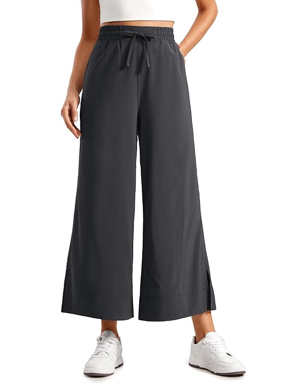 CRZ YOGA Lightweight Wide Leg Cropped Pants for Women 25" High Waisted Loose Casual Lounge Travel... | Amazon (US)