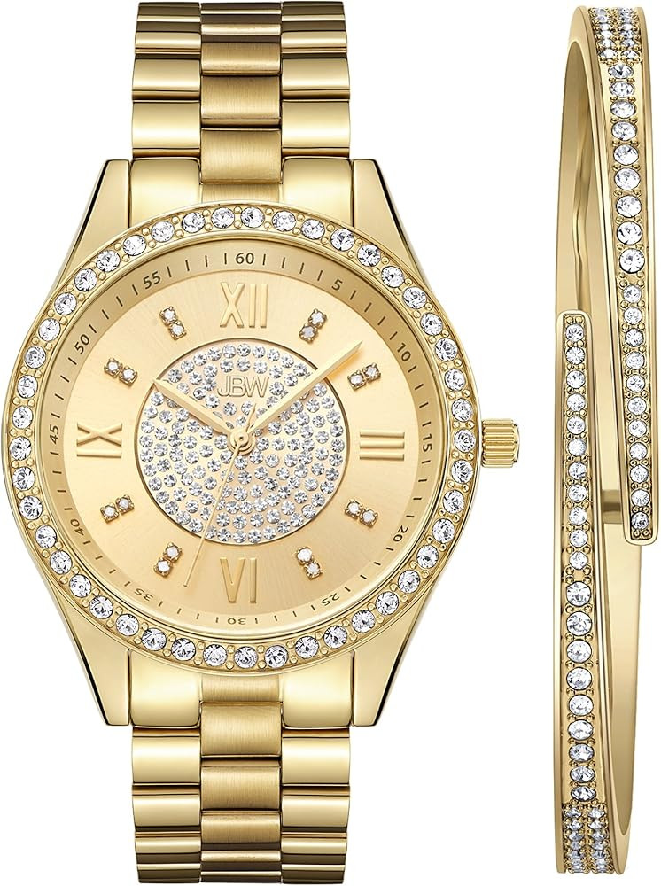 JBW Women's J6303-Set Mondrian Luxury Jewelry Stainless Steel Gold Rose Gold Diamond Watch Bracel... | Amazon (US)
