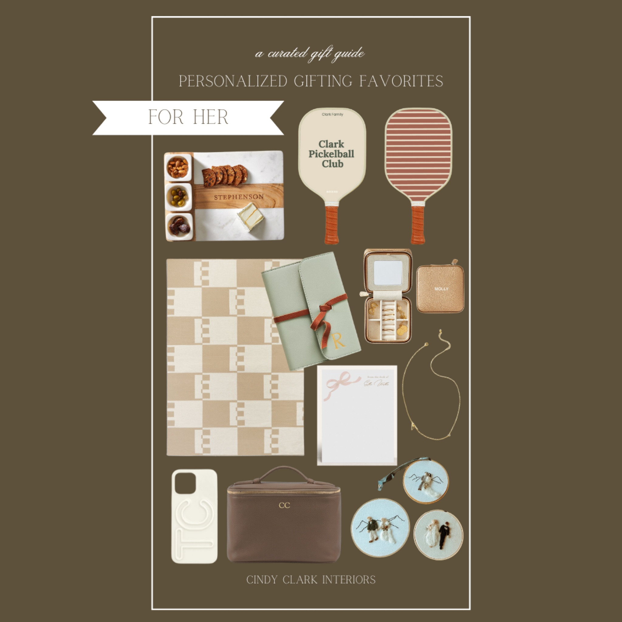 Personalized gifting favorites for her! Makeup and accessory bags, pickleball paddles, cozy blankets, ornaments, jewelry and more! 

#LTKHoliday #LTKGiftGuide