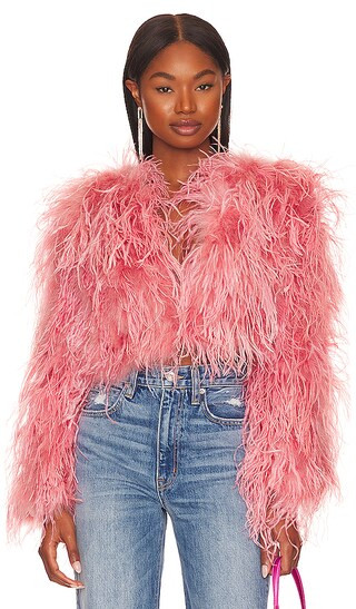 Lara Feather Jacket in Sunset | Revolve Clothing (Global)