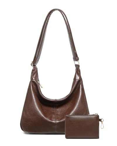 Hobo Bag for Women with Mini Purse Soft Vegan Leather Slouchy Shoulder Crossbody Handbag Tote | Amazon (US)