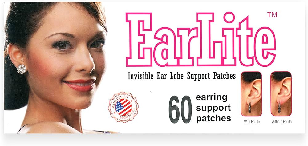 EarLite 60 patches Invisible Earring Ear Support Waterproof Patches in ZipLock Pouch - Made in US... | Amazon (US)