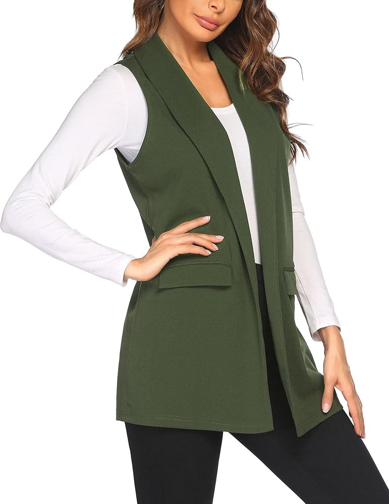HOTLOOX Women's Sleeveless Vest Long Cardigan Vests Casual Open Front Trench Coat Jacket with Poc... | Amazon (US)