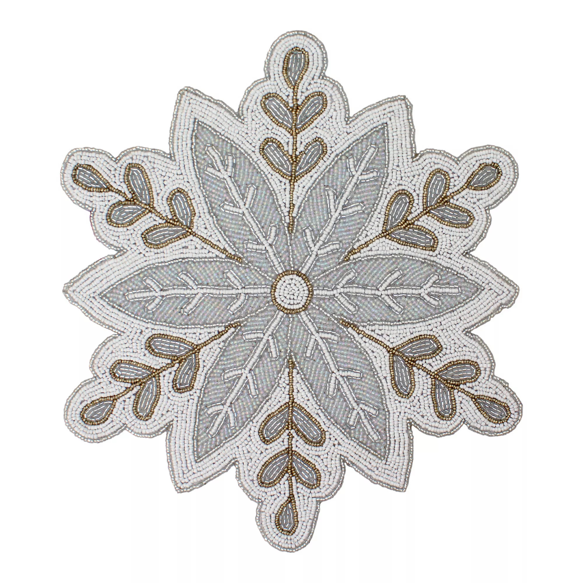 St. Nicholas Square® Snowflake Beaded Placemat, Egret | Kohl's