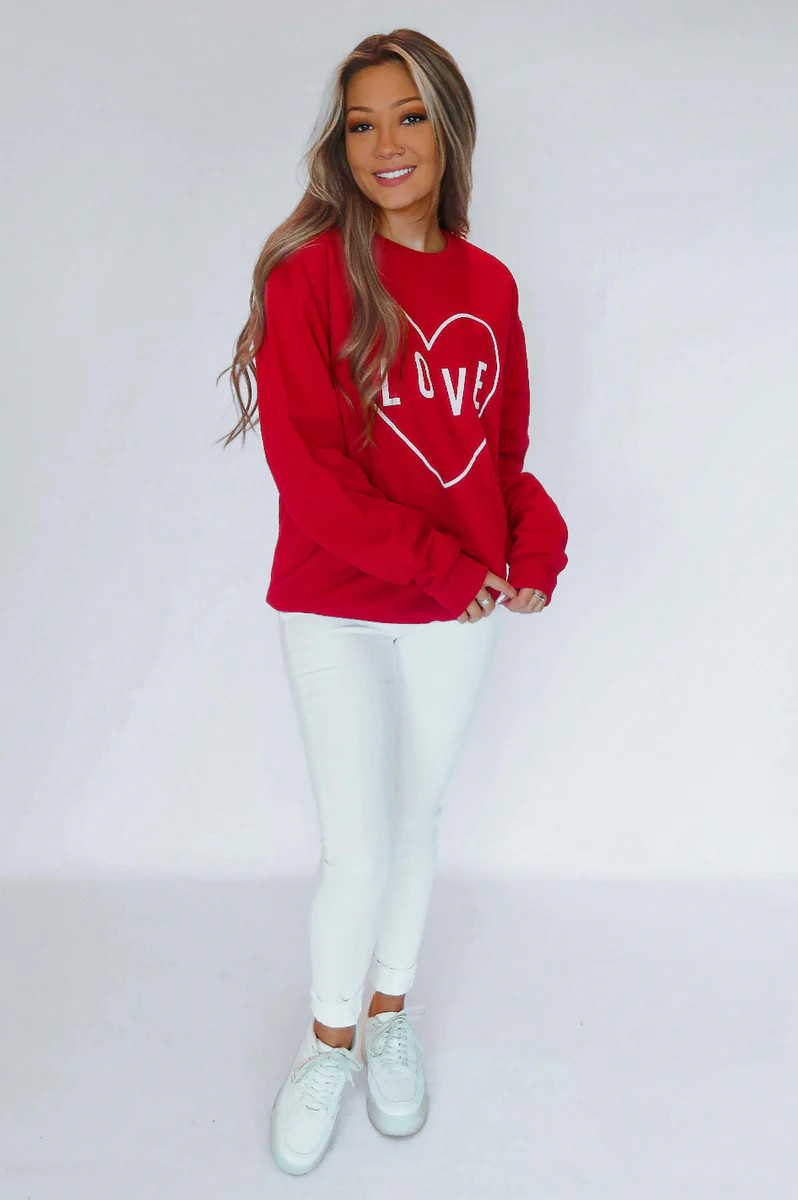 Love Graphic Sweatshirt: Red/White | Shophopes