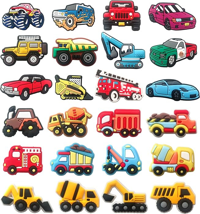 Car & Truck Shoe Charms for Boys, 24 PCS Vehicle Shoe Decoration Pins for Clog, Cute Shoe Accesso... | Amazon (US)