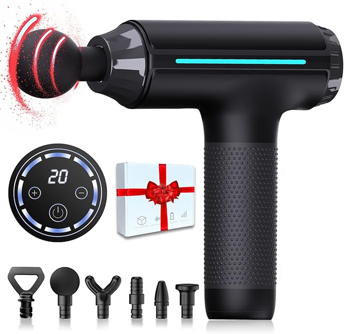 Lnoyui Massage Gun with 20 Speeds & 6 Heads Deep Tissue Muscle Massager for Athletes,Percussion M... | Amazon (US)