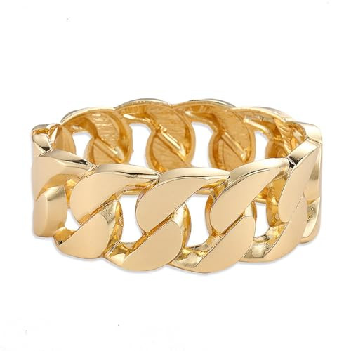 KummerSaprk Gold Bangle Bracelet for Women Chunky Cuban Chain Bangles Punk Bracelet Boho Statement Bangle Bracelet Jewelry Gifts for Teen Girls | Amazon (US)