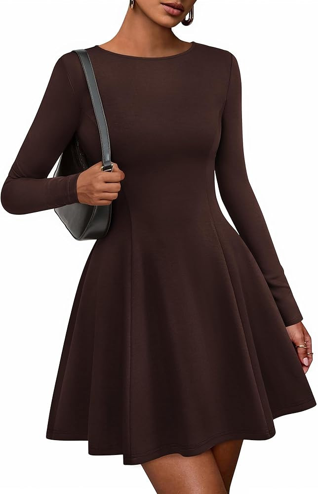 BTFBM Fall Dresses for Women 2025 Elegant Classy Flowy A Line Long Sleeve Business Homecoming Coc... | Amazon (US)