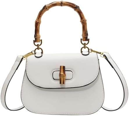 Women's Leather Tote Handbags,Bamboo Shaped Top Handle Satchel Crossbody Bag Vintage Shoulder Bag | Amazon (US)