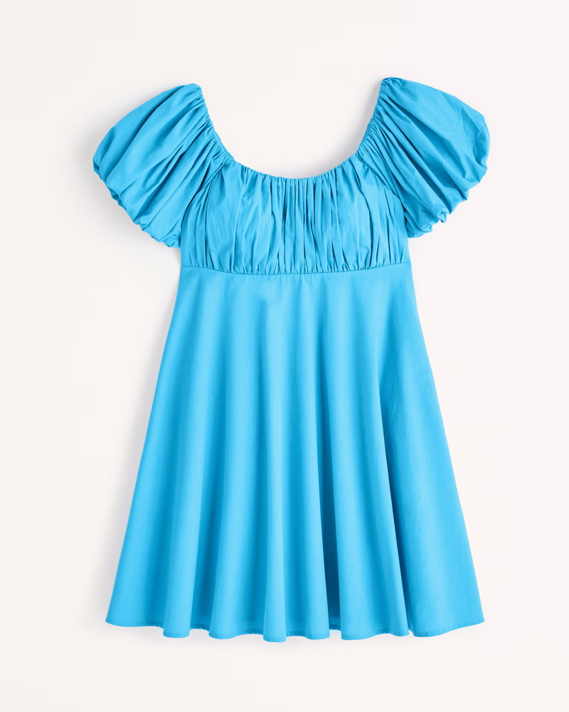 Ruched Puff Sleeve Mini Dress | Abercrombie & Fitch (US)