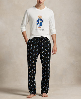 Men's Knit Long-Sleeve Crewneck T-Shirt and Pajama Pants, 2-Piece Set | Macy's