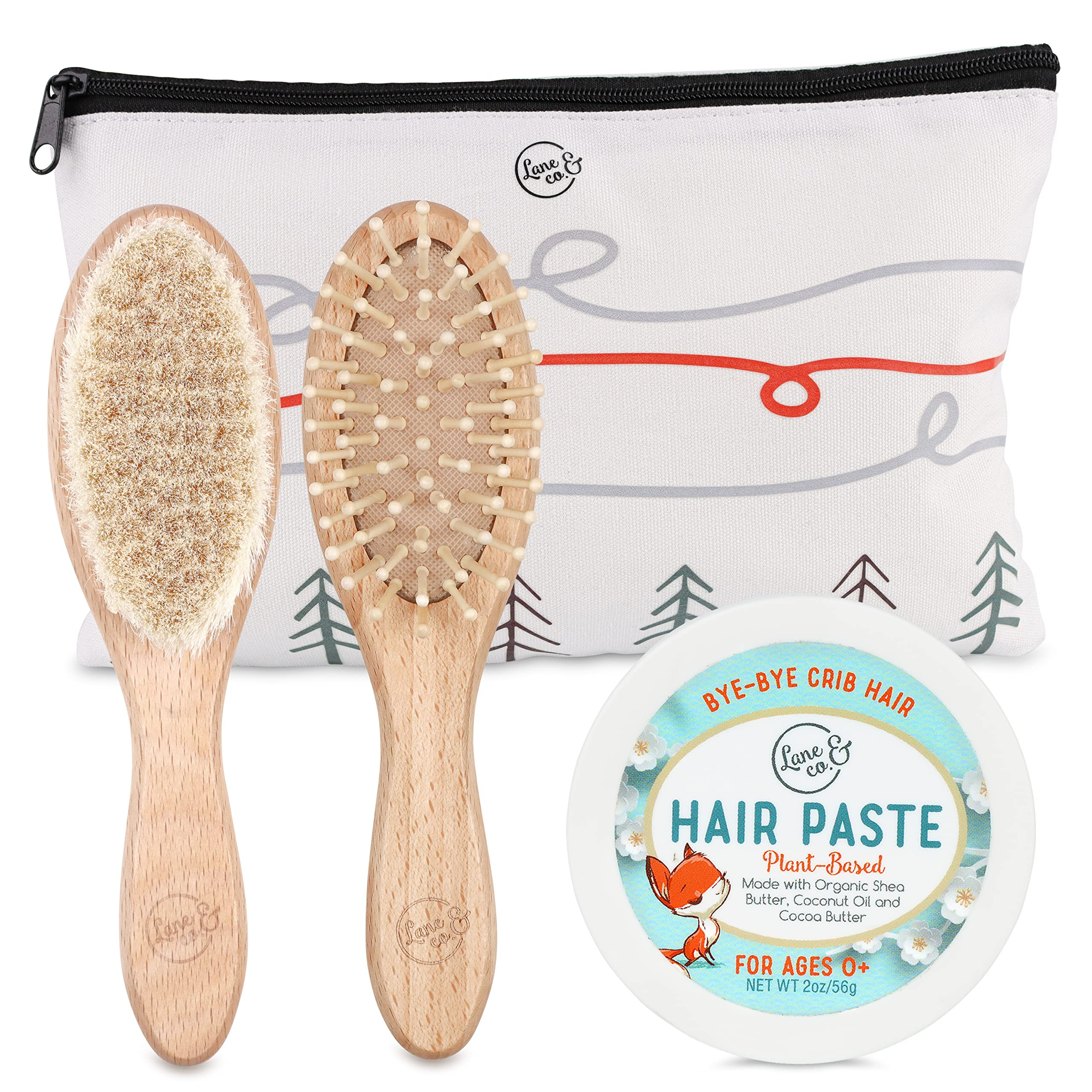 LANE & CO. Hair Gel for Kids with Goat-Hair Brush & Hard-Bristle Hairbrush- Plant-Based Styling P... | Amazon (US)