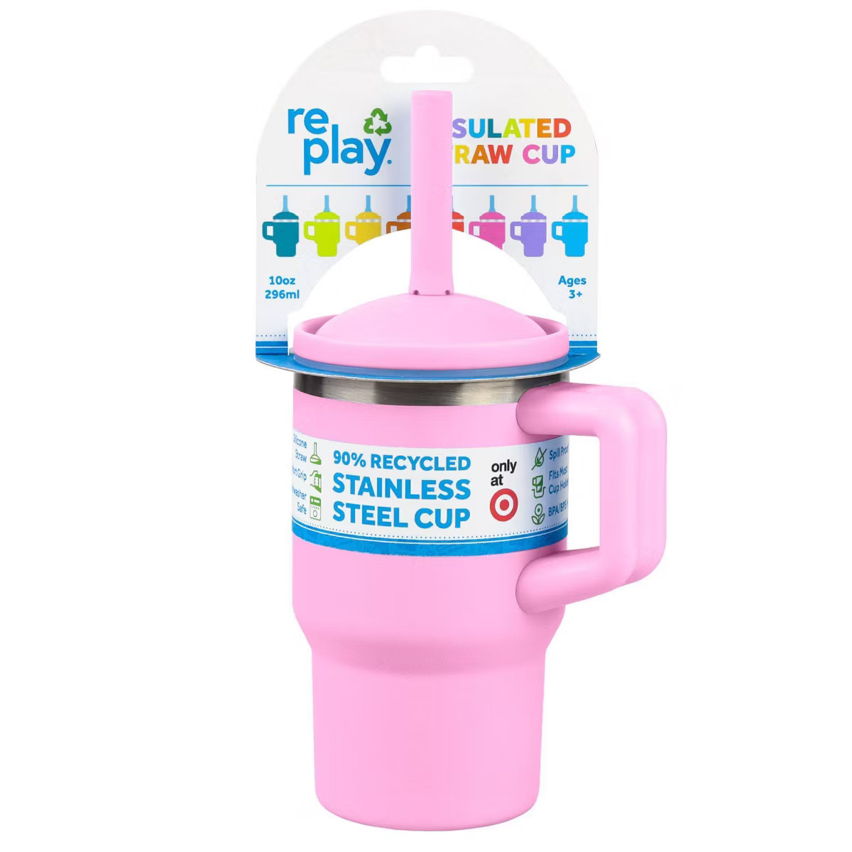 Re-Play 10oz Recycled Stainless Steel Mini Tumbler for Toddlers - Pink | Target