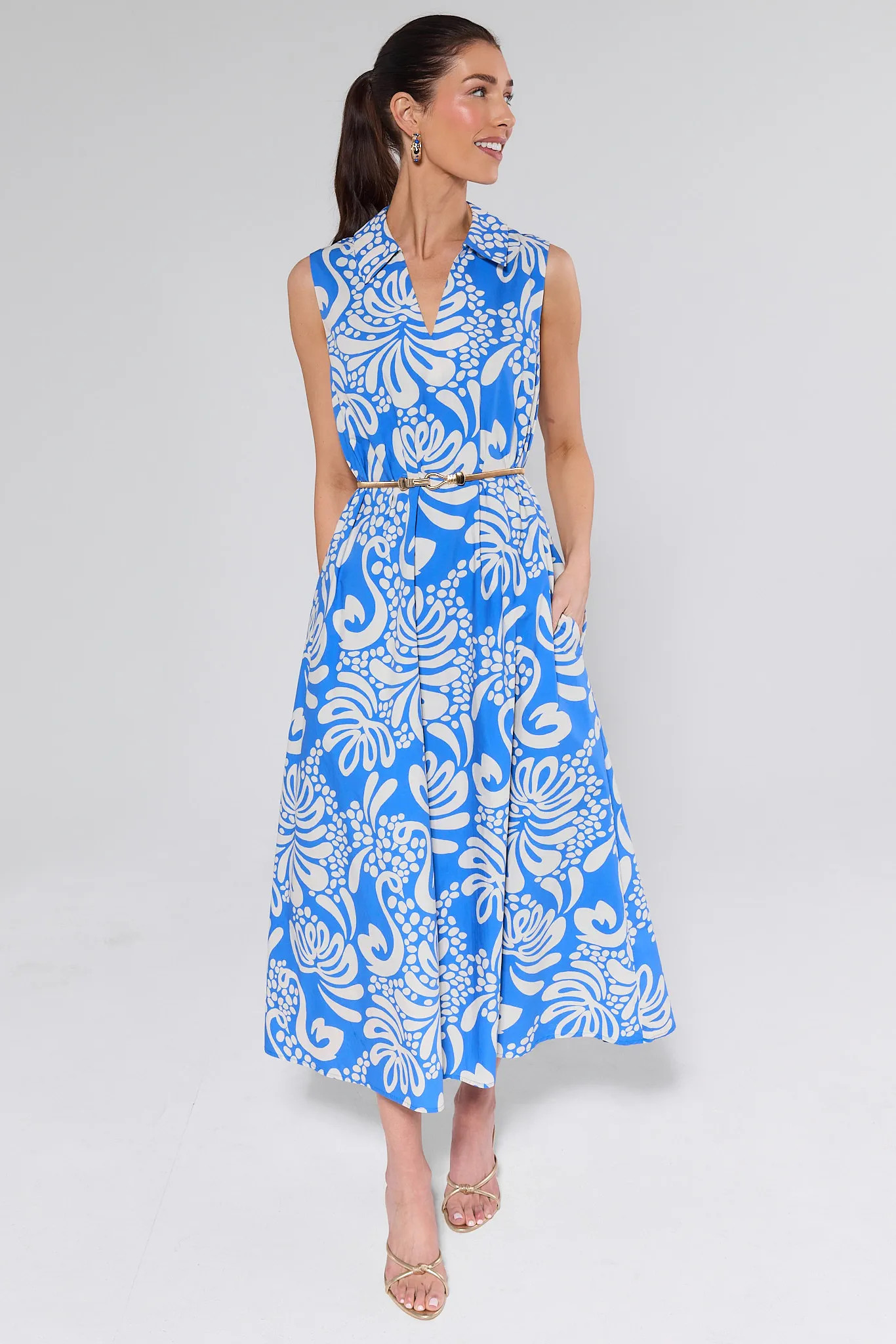 Heather Blue Printed Maxi Dress | Avara