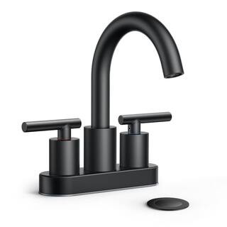 ANZA 4 in. Centerset Double Handle Bathroom Faucet with Pop-Up Drain Included in Matte Black 39AN... | The Home Depot