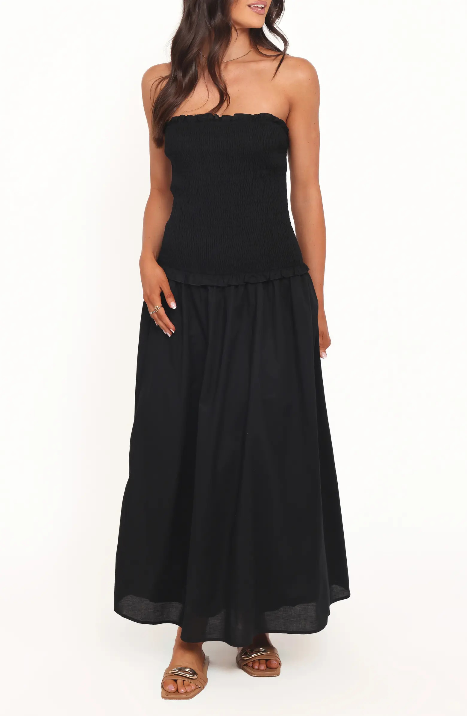 Bea Strapless Cotton & Linen Maxi Dress | Nordstrom