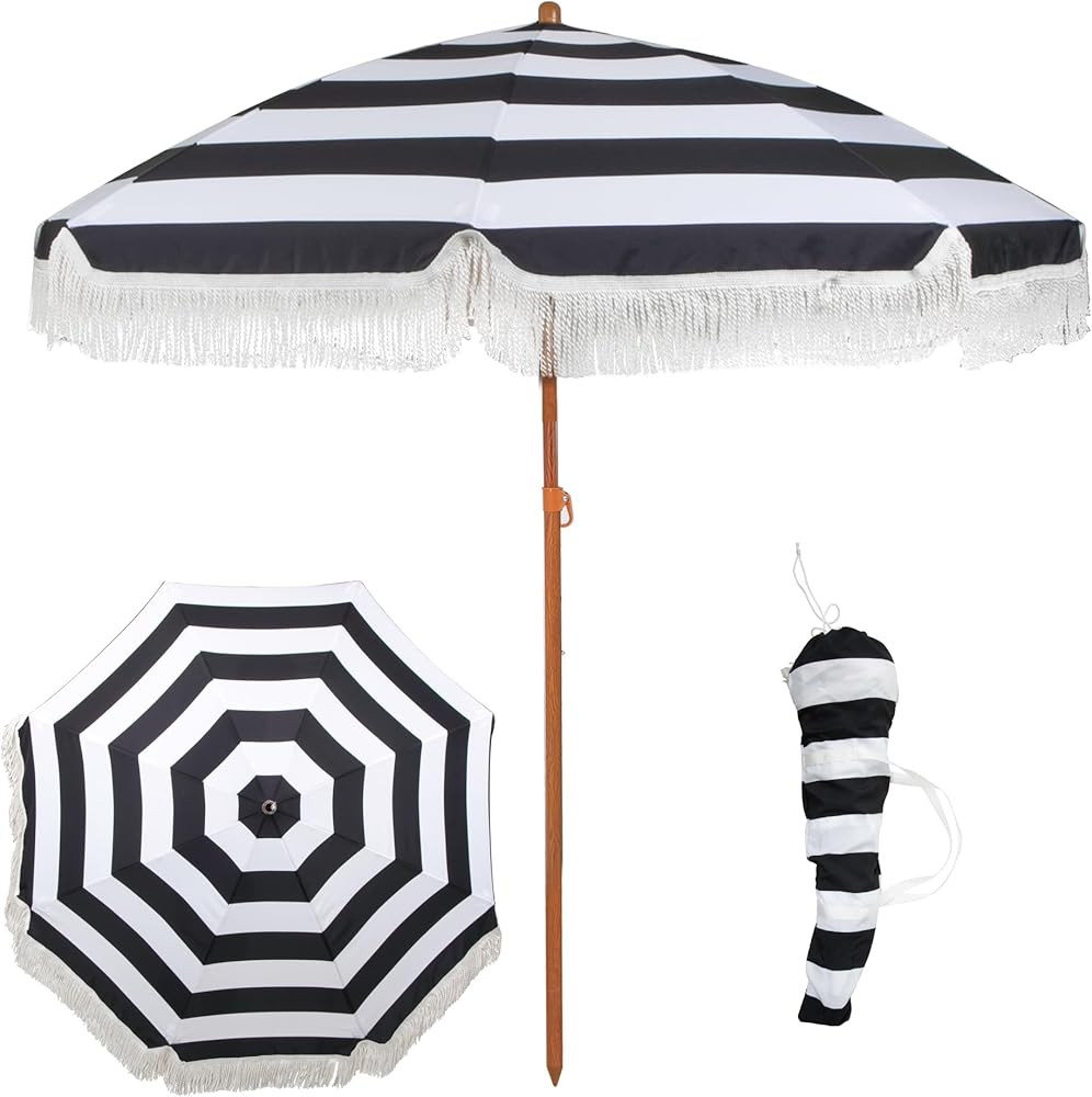 6 Ft Fringe Patio Umbrella - Outdoor Umbrella for Patio, Pool, Table, Garden, Deck, Beach, and Ou... | Amazon (US)