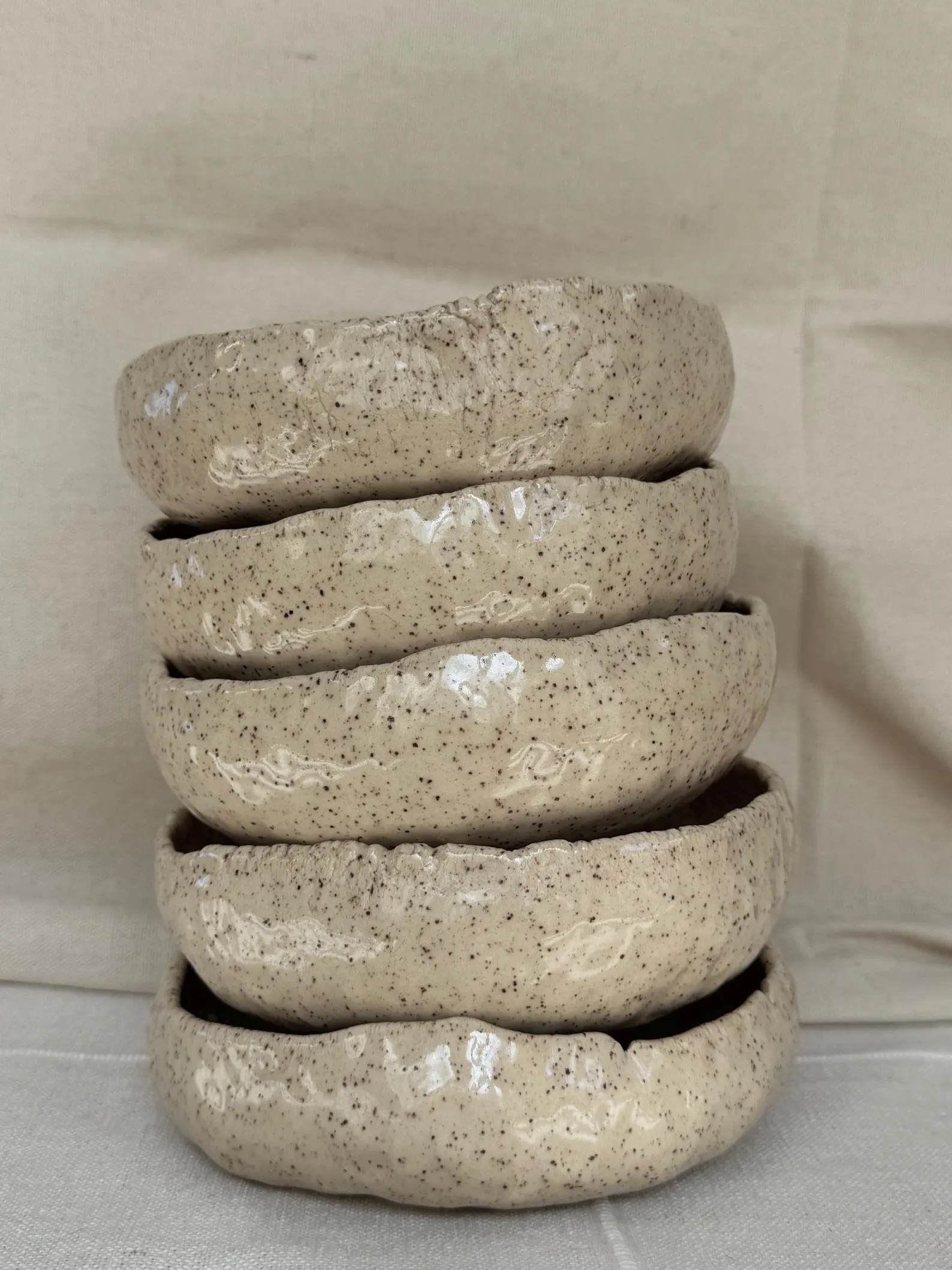 Handmade ceramic bowl, rustic irregular bowl, minimalist cream, soup salad, Scandinavian, speckle... | Etsy (US)