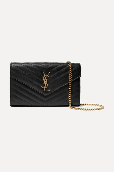 Saint Laurent - Monogramme Mini Quilted Textured-leather Shoulder Bag - Black | NET-A-PORTER (US)