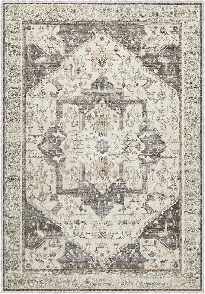 Washable Vintage Area Rug 5x7, Oriental Medallion Distressed Area Rugs, Large Non-Slip Aztec Trib... | Amazon (US)