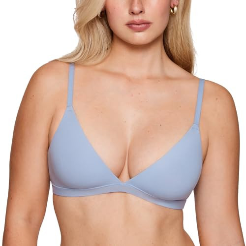 INLYRIC Women's Inbarely Triangle Bralette Plunge Unlined Seamless Bra No Underwire Sexy Comfortable Everyday Moonlight Blue X-Large | Amazon (US)