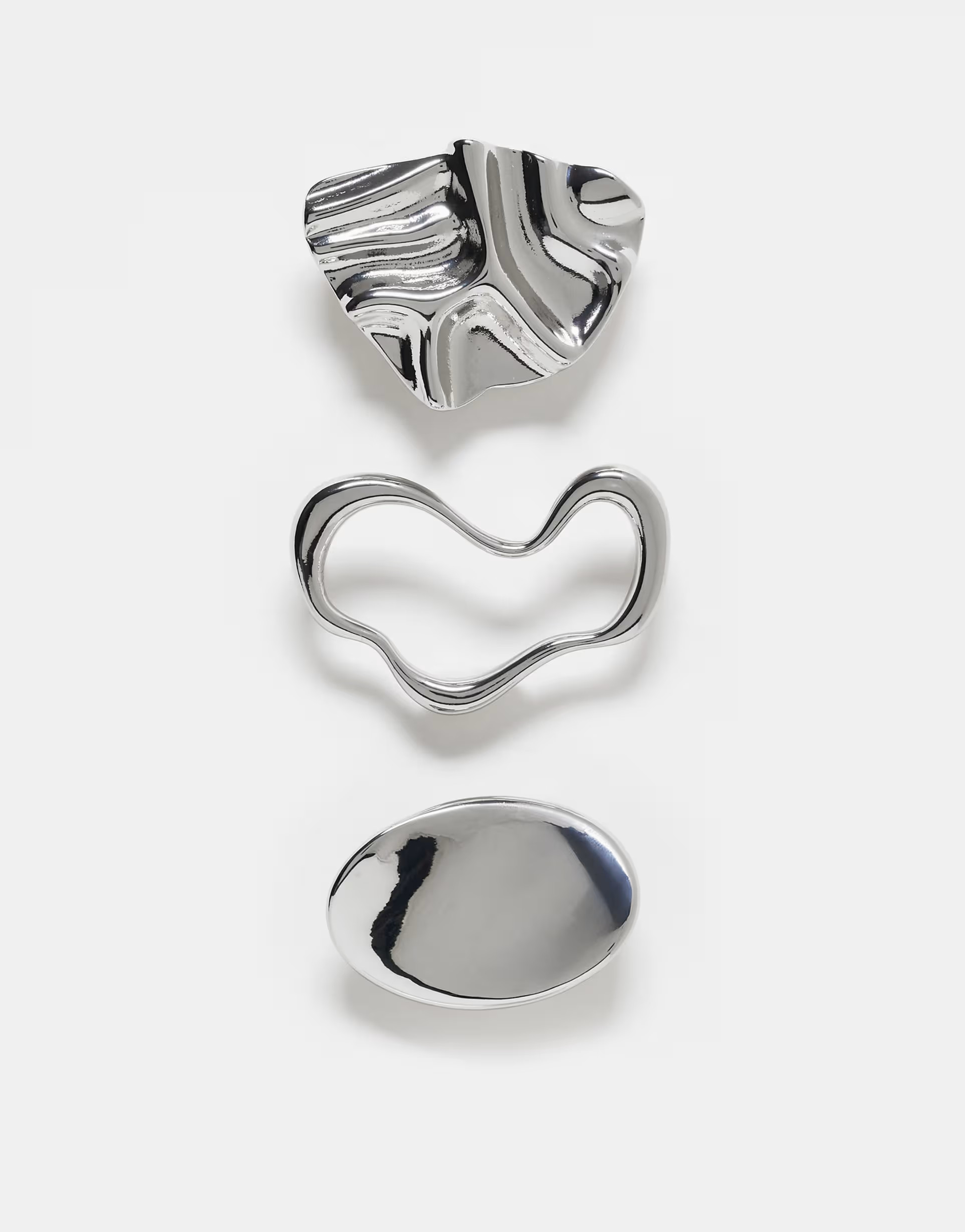 ASOS DESIGN pack of 3 brooches with molten designs in silver tone | ASOS (Global)