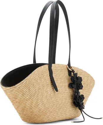 MANGO Medium Double Handle Natural Fiber Bag | Nordstrom | Nordstrom