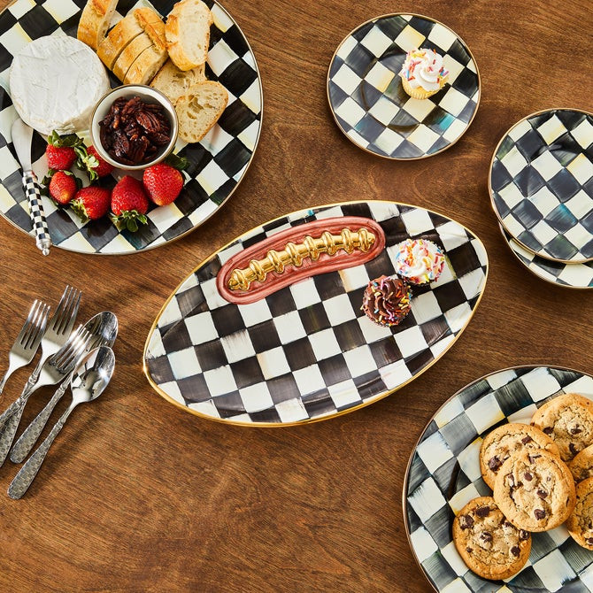 Courtly Check Football Platter | MacKenzie-Childs