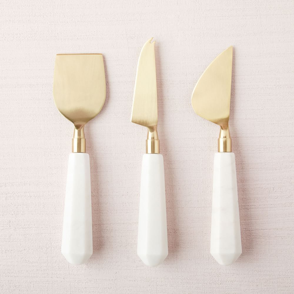 Marble + Brass Cheese Knives, Set of 3 | West Elm (US)