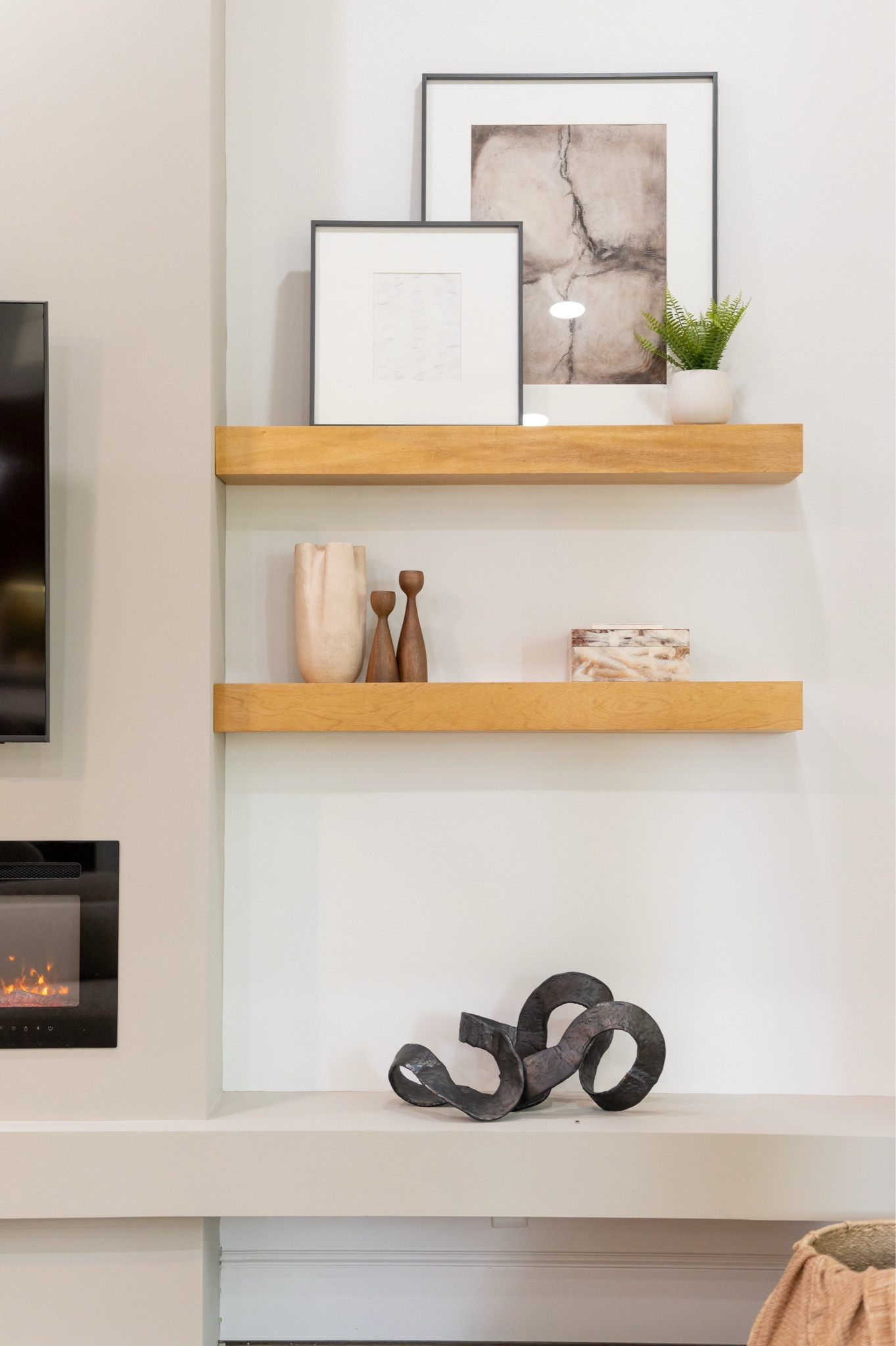Floating shelves! Although these were custom made, I’ve found some great alternatives that can be customized to your project needs  

#LTKHome #LTKStyleTip