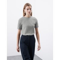 Autograph Women's Cotton Rich Crew Neck T-Shirt - 14 - Mid Grey Marl, Mid Grey Marl,Soft White,Dark Navy | Marks & Spencer (UK)