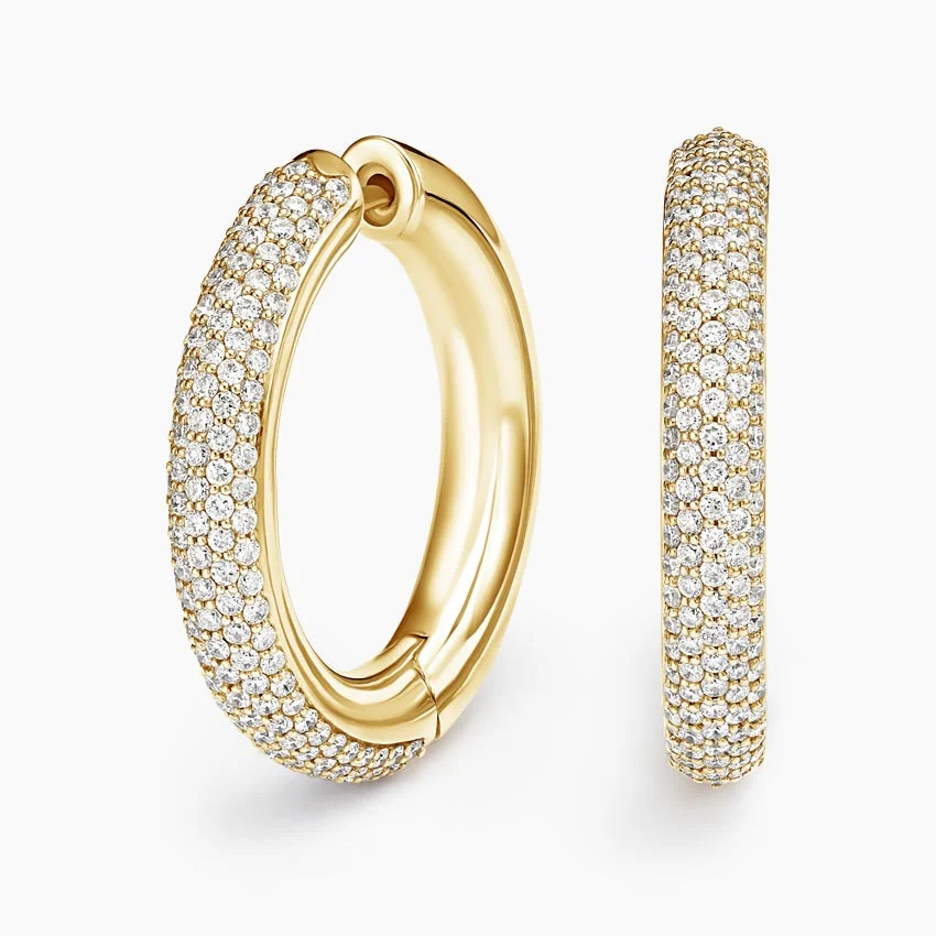 Lab Diamond Tube Hoop Earrings (1 1/4 ct. tw.) in 14K Yellow Gold | Brilliant Earth