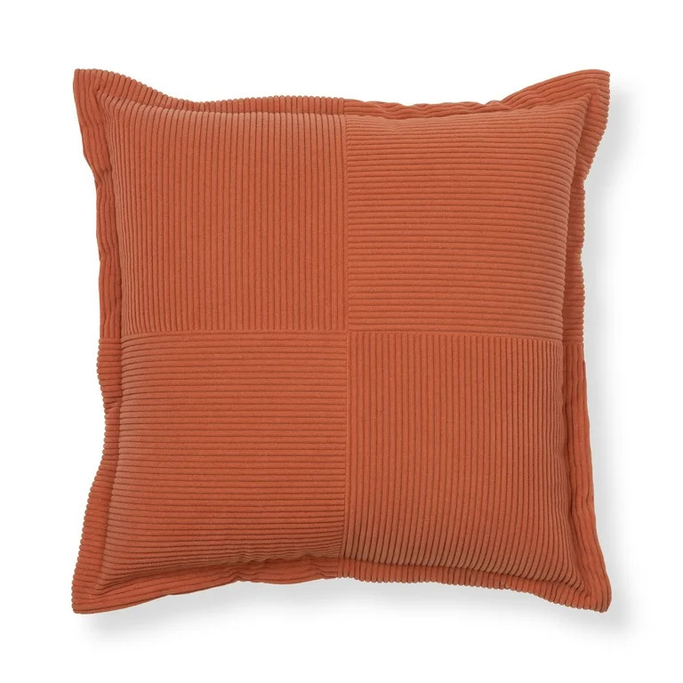 Mainstays Corduroy Velvet Decorative Throw Pillow 18x18, Rust, Single - Walmart.com | Walmart (US)