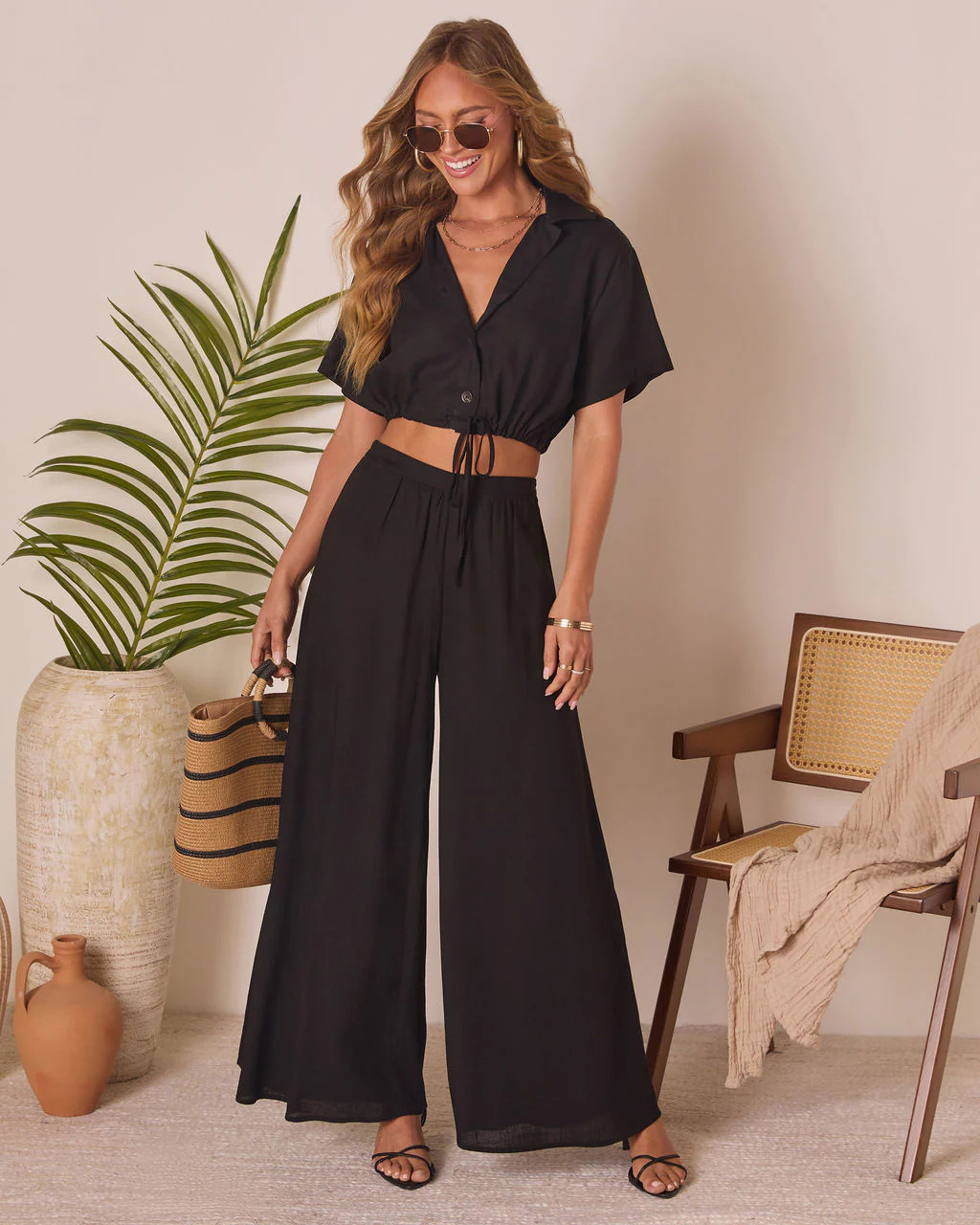 Gabbie Short Sleeve Collared Button Up Top | VICI