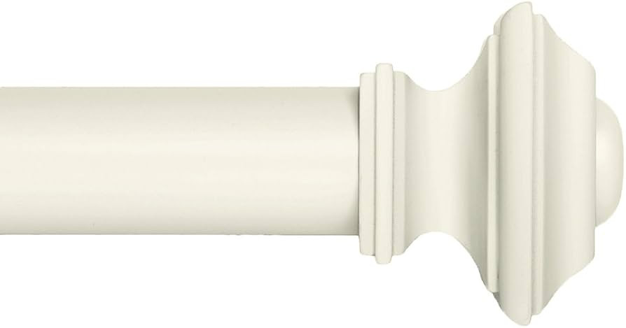 Ivilon Drapery Window Curtain Rod Set - Square Design 1 1/8 Rod. 48 to 86 Inch. Ivory/White | Amazon (US)