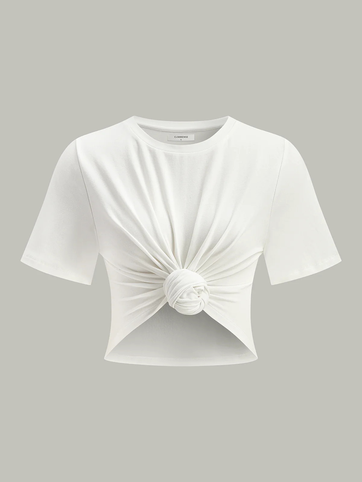 Cropped Knot-Front T-Shirt | Commense